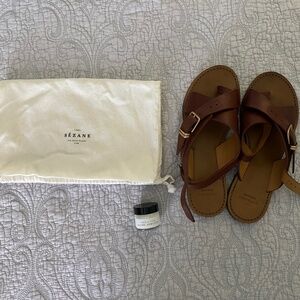 Sezane Judith Low Sandals Natural Heritage - Size 8